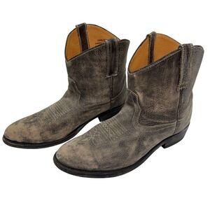 Miz Mooz Distressed Gray Brown Leather Western Ankle Boots